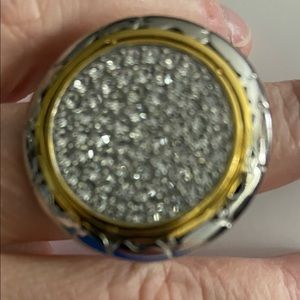 SOKO Mixed Metal Pavé Crystal and Textured Statement Ring. Size 9